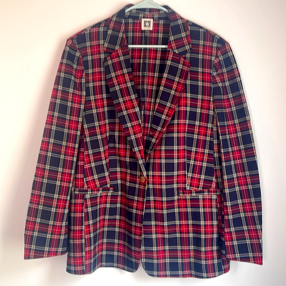 Anne Klein size XL woman plaid multicolor blazer - Picture 14 of 14